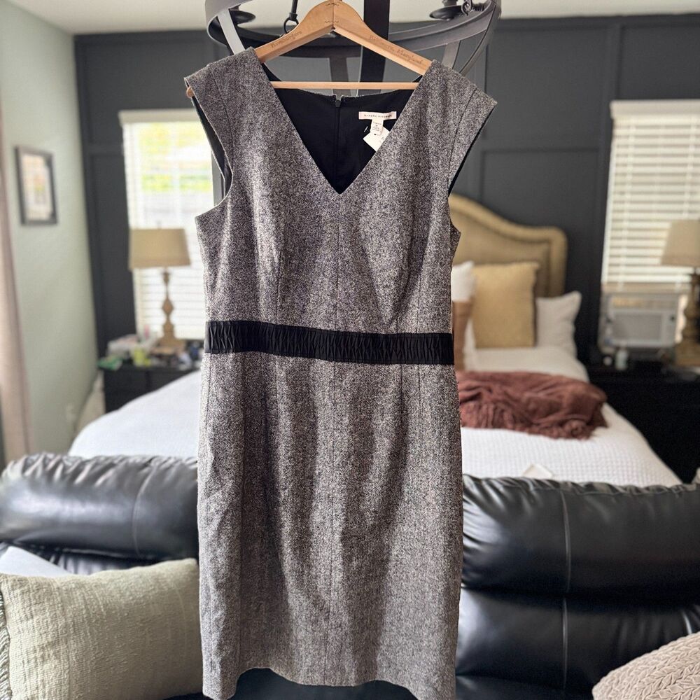 NWT Banana Republic Tweed V-Neck Sheath Dress Size 14 Workwear dark academia